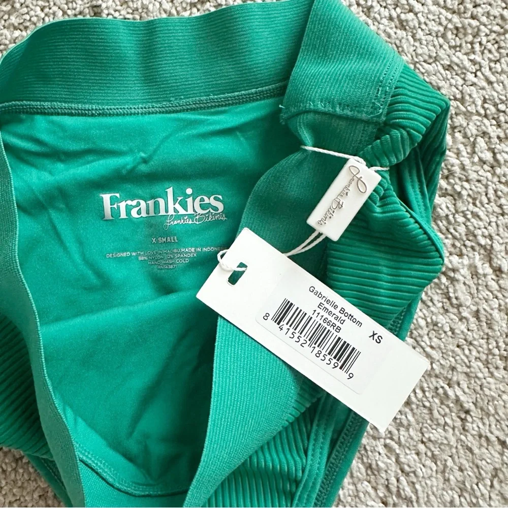NWT Frankie’s Bikinis Gabrielle Two Piece Swimsuit Top Bottom Emerald Green XS